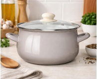 Altom Garnek emaliowany 22cm z pokrywą szklaną 3,5l taupe - 1580546 - zdjęcie 6